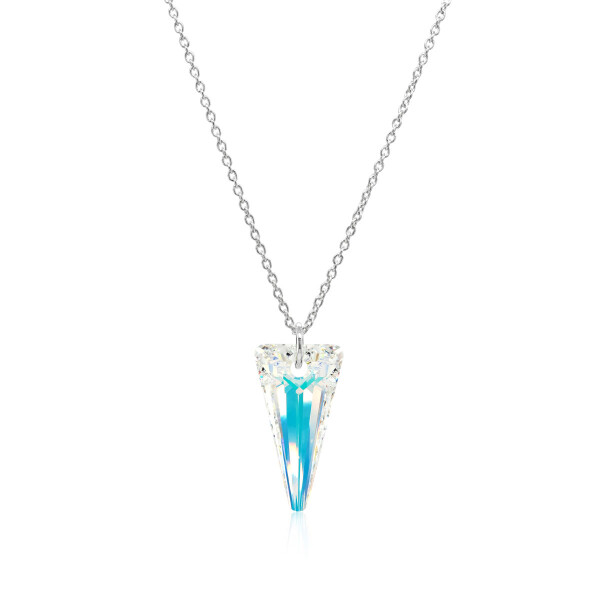 Crystal & Silver Halskette Spike Aurora Borealis in Silber