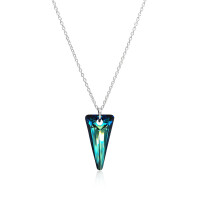 Crystal & Silver Halskette Spike Bermuda Blue in Silber