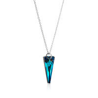 Crystal & Silver Halskette Spike Bermuda Blue in Silber