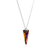 Crystal & Silver Halskette Spike Volcano in Silber