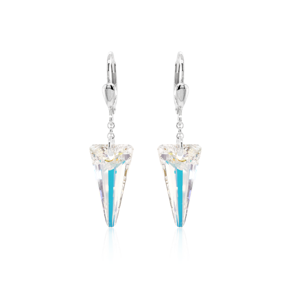Crystal & Silver Pendel-Ohrhänger Spike Aurora Borealis in Silber