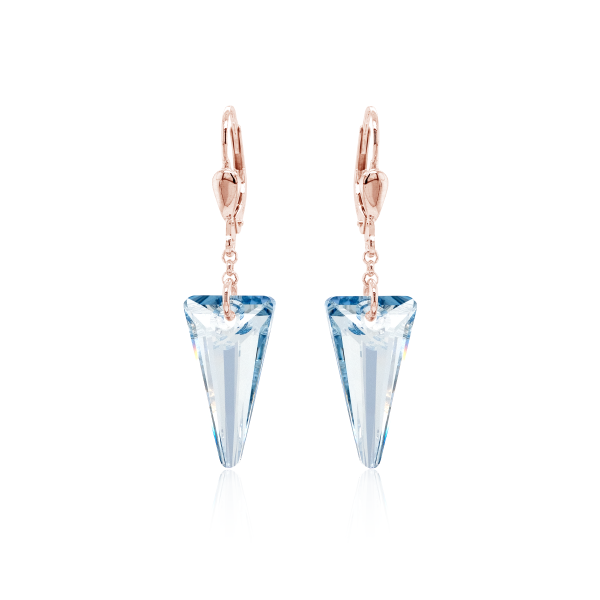 Crystal & Silver Pendel-Ohrhänger Spike Blue Shade Silber Rosé