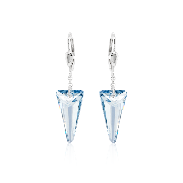 Crystal & Silver Pendel-Ohrhänger Spike Blue Shade in Silber