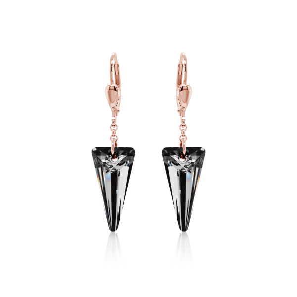 Crystal & Silver Pendel-Ohrhänger Spike Silver Night Silber Rosé