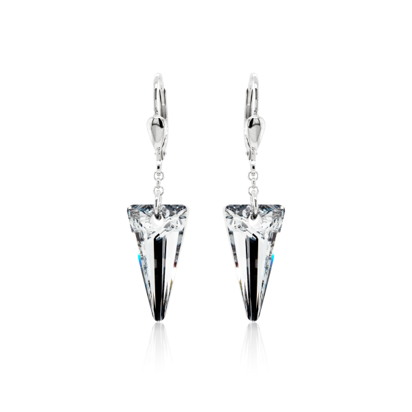 Crystal & Silver Pendel-Ohrhänger Spike Argent Light in Silber