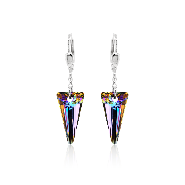 Crystal & Silver Pendel-Ohrhänger Spike Vitrail Light in Silber