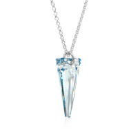 Crystal & Silver Halskette Spike Blue Shade in Silber