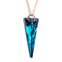 Crystal & Silver Halskette Spike Bermuda Blue Silber Rosé