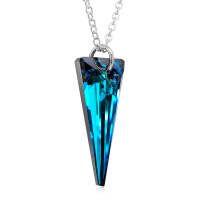 Crystal & Silver Halskette Spike Bermuda Blue in Silber