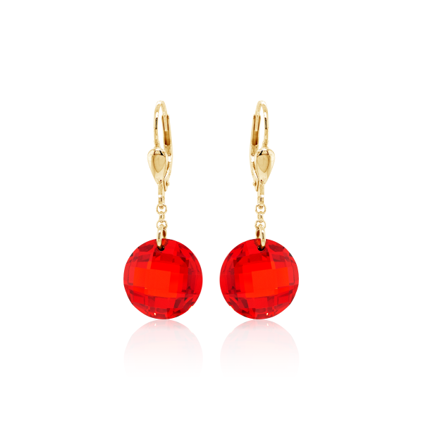 Crystal & Silver Pendel-Ohrhänger Zirkonia Silber vergoldet Rot