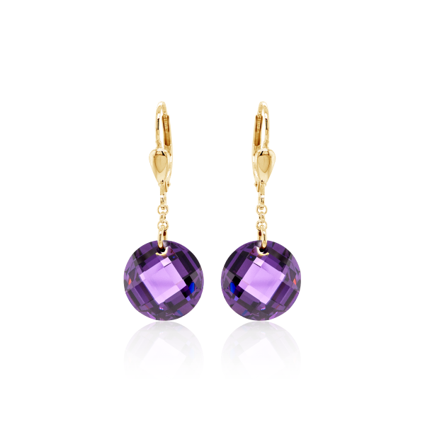 Crystal & Silver Pendel-Ohrhänger Zirkonia Silber vergoldet Violett