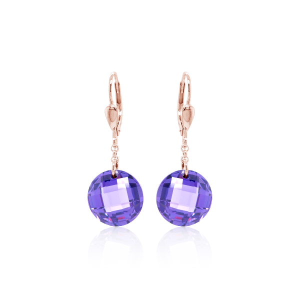 Crystal & Silver Pendel-Ohrhänger Zirkonia Silber Rosé Lila
