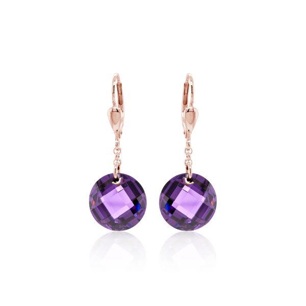Crystal & Silver Pendel-Ohrhänger Zirkonia Silber Rosé Violett