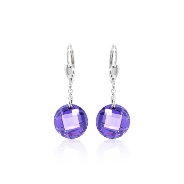 Crystal & Silver Pendel-Ohrhänger Zirkonia in Silber Lila
