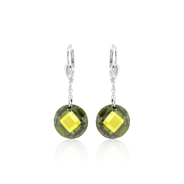Crystal & Silver Pendel-Ohrhänger Zirkonia in Silber Peridot