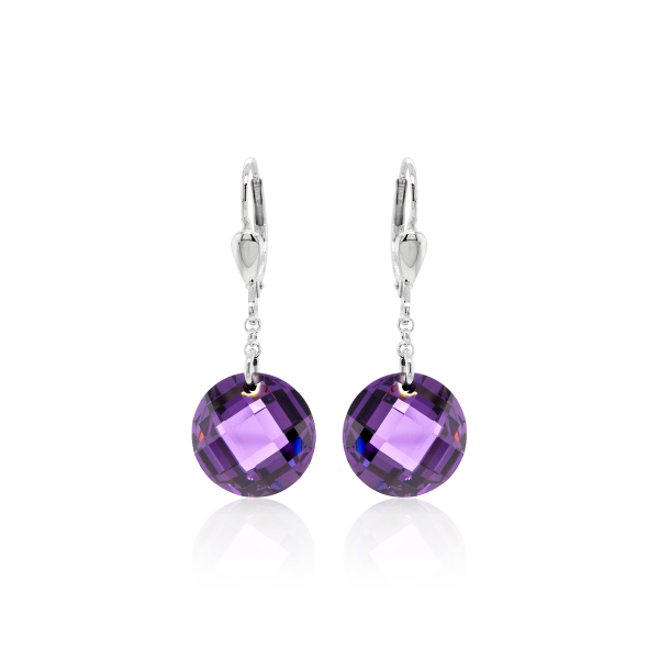 Crystal & Silver Pendel-Ohrhänger Zirkonia in Silber Violett