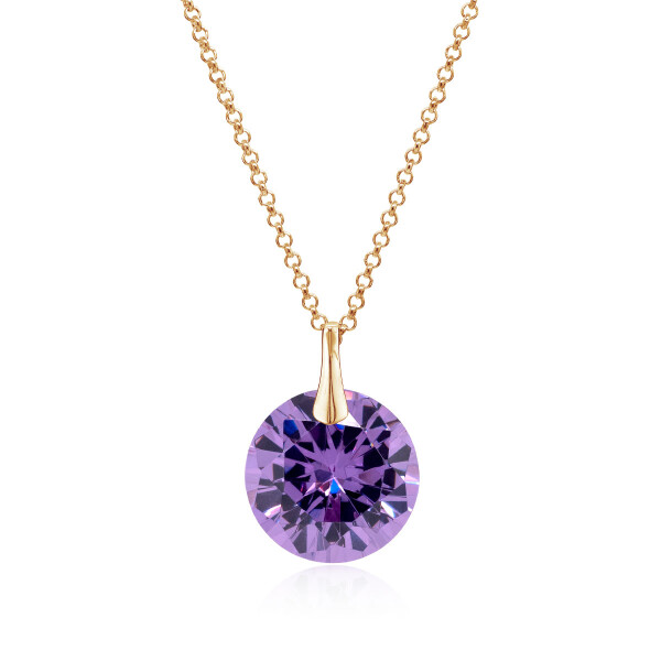 Crystal & Silver Halskette Zirkonia Silber vergoldet Violet