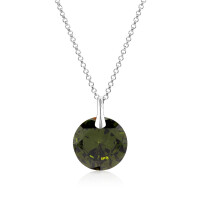 Crystal & Silver Halskette Zirkonia in Silber Peridot