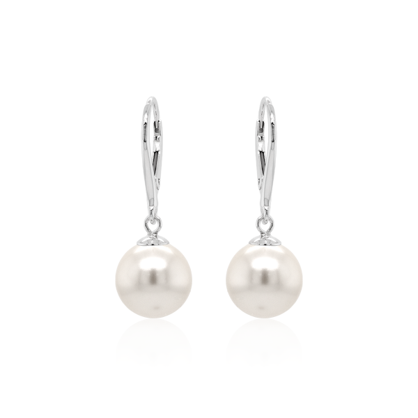 Crystal & Silver Pendel-Ohrhänger Pearl in Silber