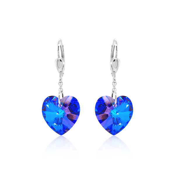 Crystal & Silver Pendel-Ohrhänger Heart in versch. Farben