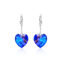 Crystal &amp; Silver Pendel-Ohrh&auml;nger Heart in...