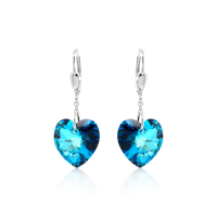 Crystal & Silver Pendel-Ohrhänger Heart in versch. Farben