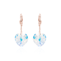 Crystal & Silver Pendel-Ohrhänger Heart in versch. Farben