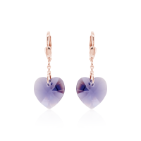 Crystal & Silver Pendel-Ohrhänger Heart in versch. Farben