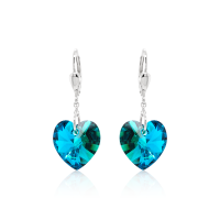 Crystal & Silver Pendel-Ohrhänger Heart in versch. Farben