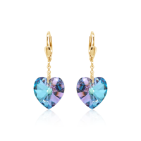 Crystal & Silver Pendel-Ohrhänger Heart in versch. Farben