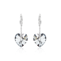 Crystal & Silver Pendel-Ohrhänger Heart in versch. Farben
