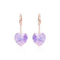 Crystal & Silver Pendel-Ohrhänger Heart in versch. Farben