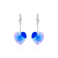 Crystal & Silver Pendel-Ohrhänger Heart in versch. Farben