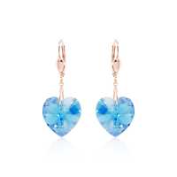 Crystal & Silver Pendel-Ohrhänger Heart Silber...