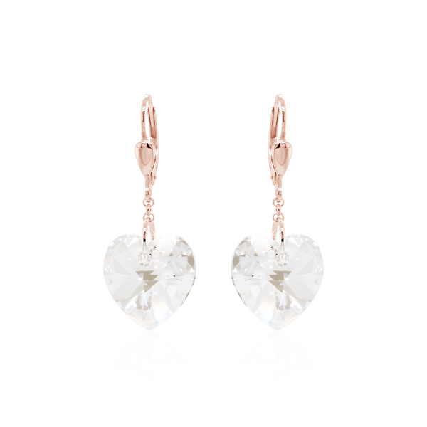 Crystal & Silver Pendel-Ohrhänger Heart Silber Rosé Moonlight