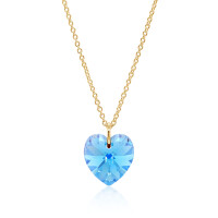 Crystal & Silver Halskette Heart Aquamarine AB Silber...