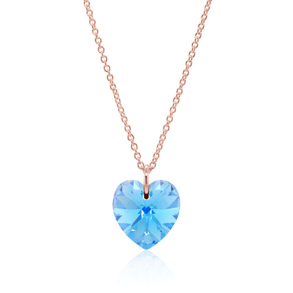 Crystal & Silver Halskette Heart Aquamarine AB Silber Rosé