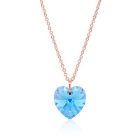 Crystal & Silver Halskette Heart Aquamarine AB Silber...