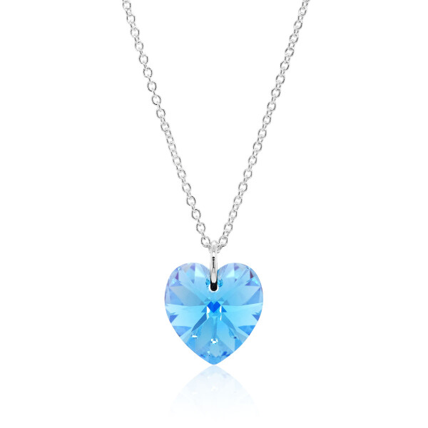 Crystal & Silver Halskette Heart Aquamarine AB Silber