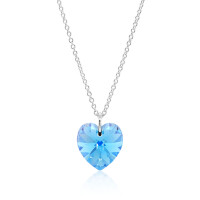 Crystal & Silver Halskette Heart Aquamarine AB Silber