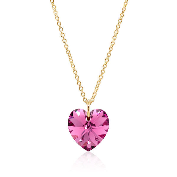 Crystal & Silver Halskette Heart Rose CAL Silber vergoldet