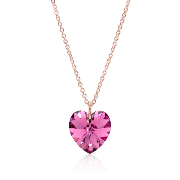 Crystal & Silver Halskette Heart Rose CAL Silber Rosé