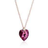 Crystal & Silver Halskette Heart Rose CAL Silber Rosé