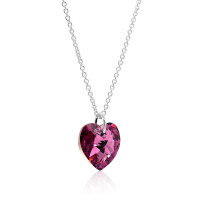 Crystal & Silver Halskette Heart Rose CAL Silber