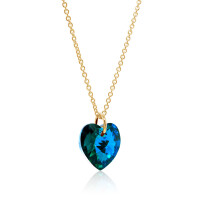 Crystal & Silver Halskette Heart Blue Cirkon CAL Silber vergoldet