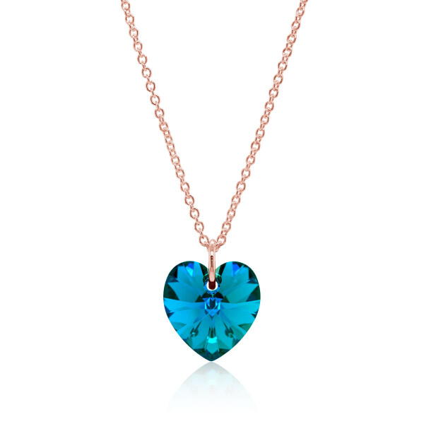 Crystal & Silver Halskette Heart Blue Cirkon CAL Silber Rosé