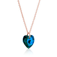 Crystal & Silver Halskette Heart Blue Cirkon CAL Silber Rosé