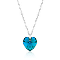 Crystal & Silver Halskette Heart Blue Cirkon CAL Silber