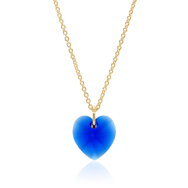 Crystal & Silver Halskette Heart Majestic Blue Silber vergoldet