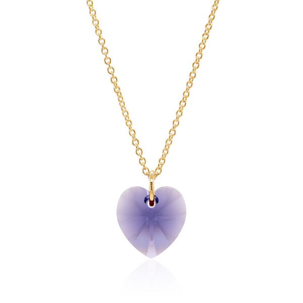 Crystal & Silver Halskette Heart Tanzanit Silber vergoldet